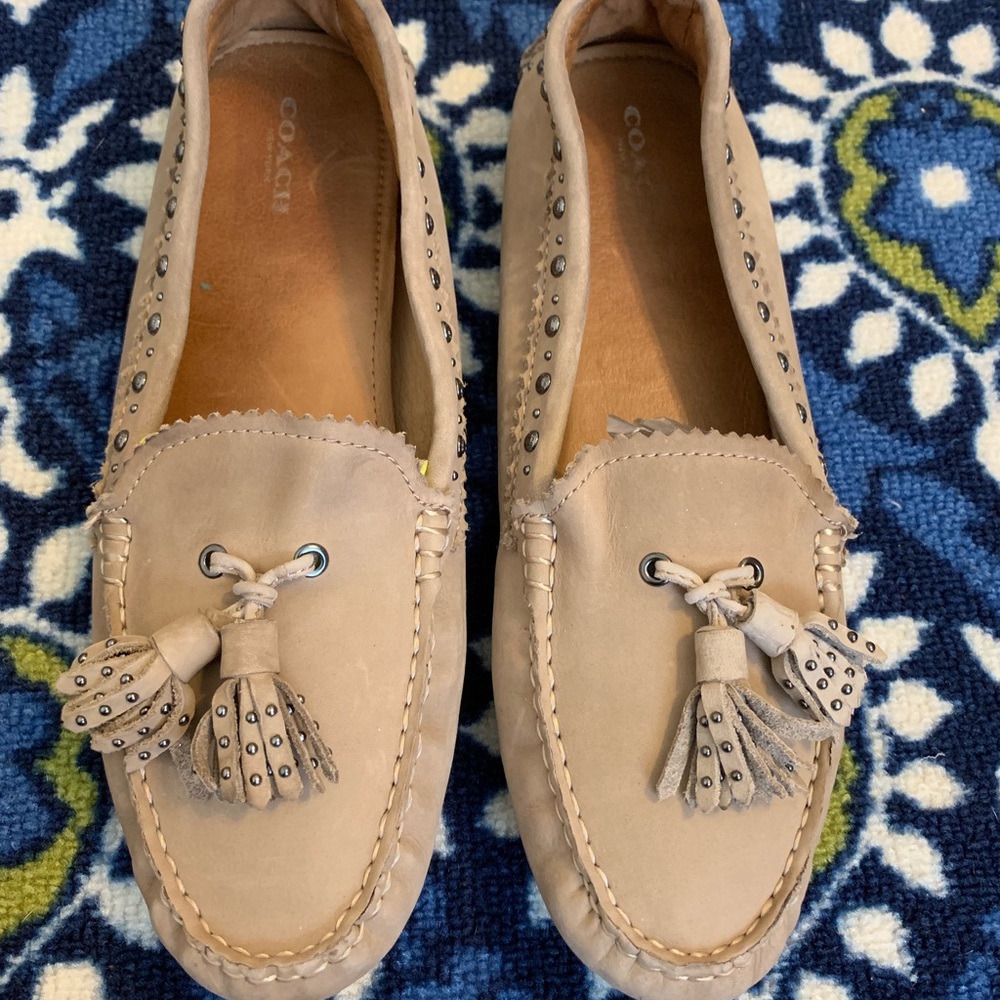 Coach leather tassel studded shoes